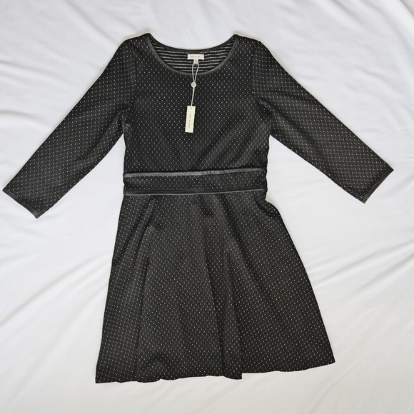 NWT Max Studio Women's A line Polka Dot Dress, Black White, Sz Large - Picture 3 of 11